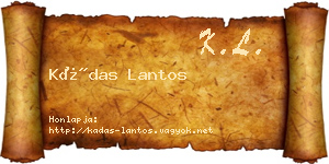 Kádas Lantos névjegykártya